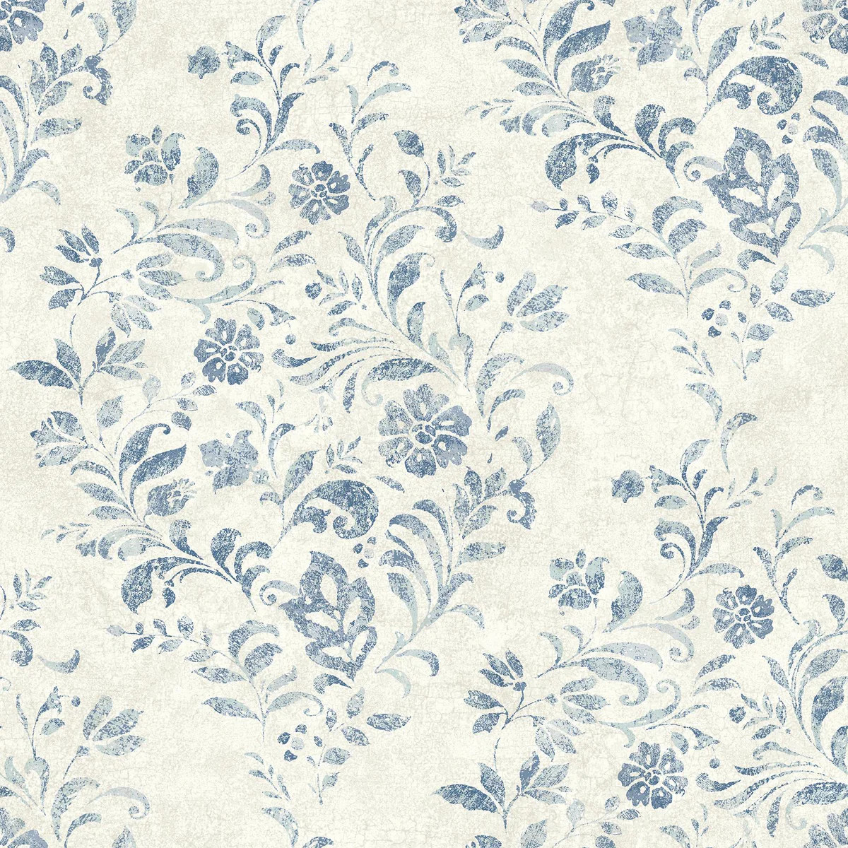 York Isidore Blue Scroll Wallpaper | DecoratorsBest