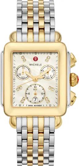 Deco Diamond Chronograph Watch Head & Bracelet, 33mm | Nordstrom