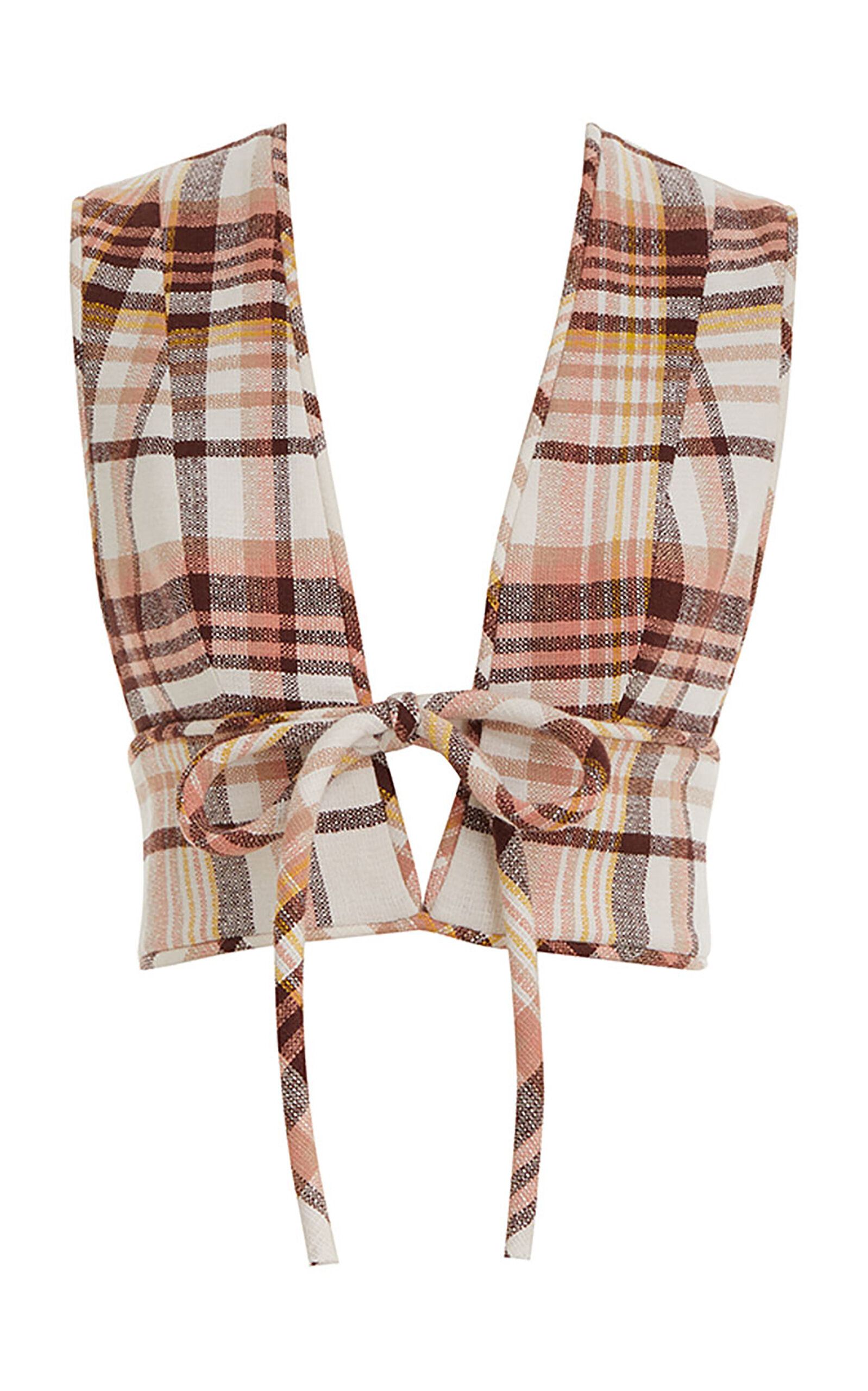 Matchmaker Check Linen Cropped Top | Moda Operandi (Global)