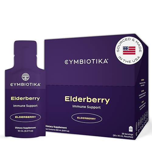 CYMBIOTIKA Adults Elderberry Boost Supplement – Organic Elderberry with Vitamin E for Immune Support – Gluten-Free, Vegan, Keto (Pack of 26) | Amazon (US)