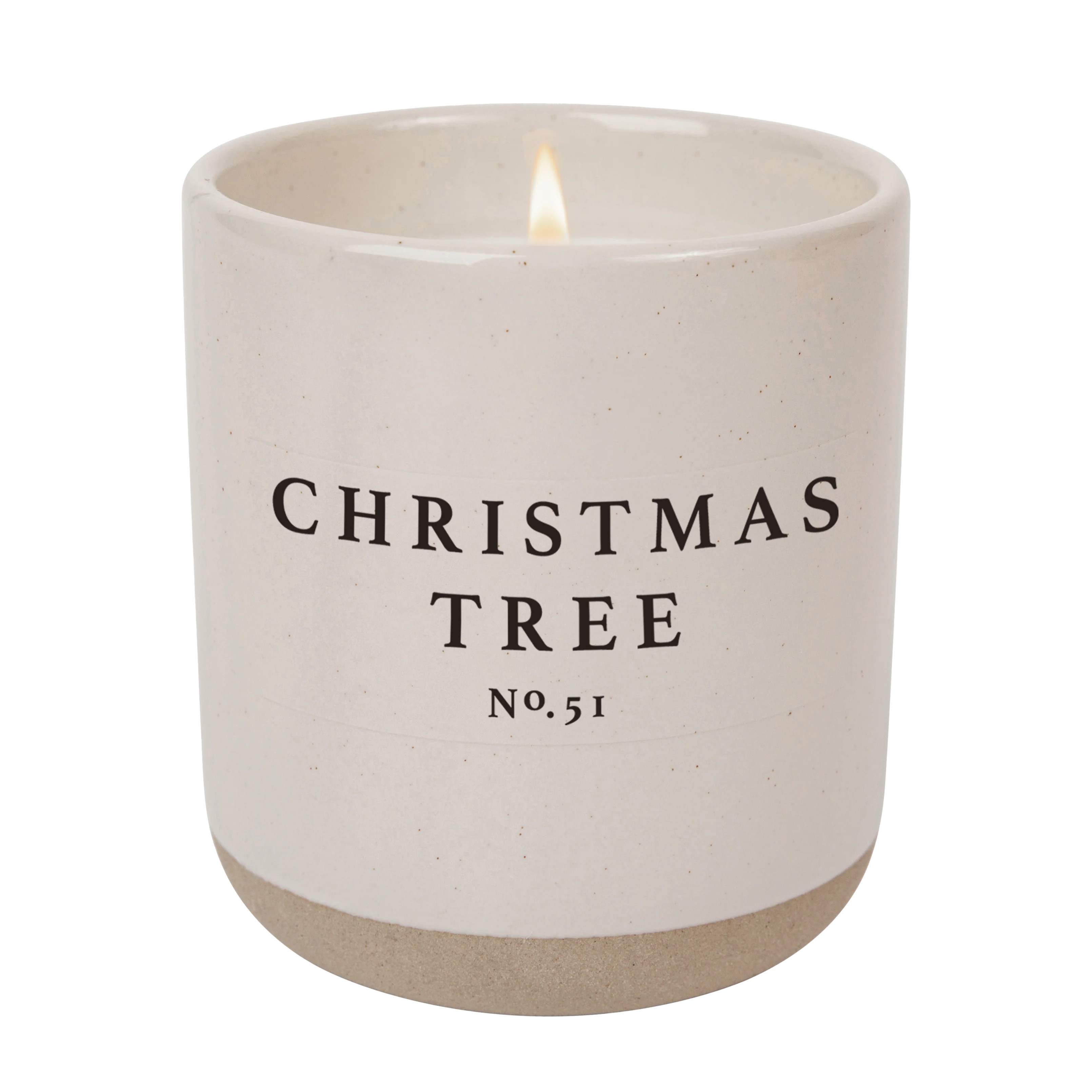 Christmas Tree Soy Candle - Cream Stoneware Jar - 12 oz | Sweet Water Decor, LLC