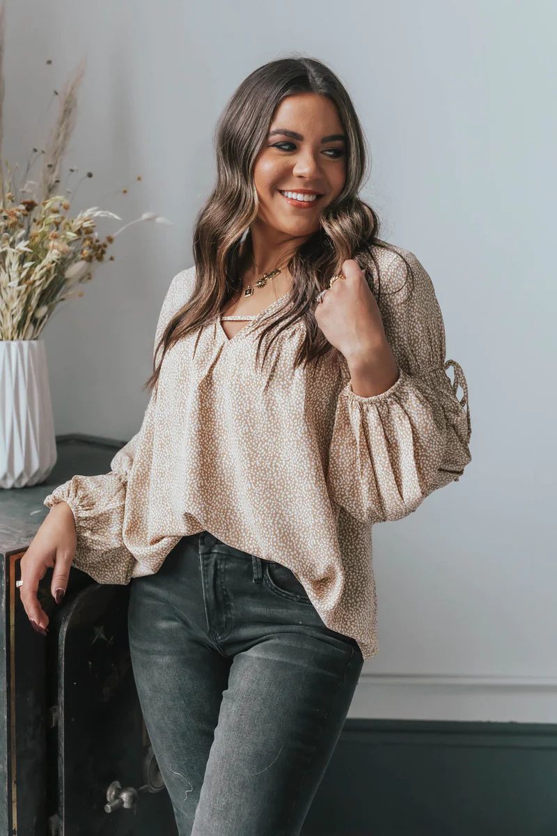 Always There For Me Taupe Detailed Top | Apricot Lane Boutique