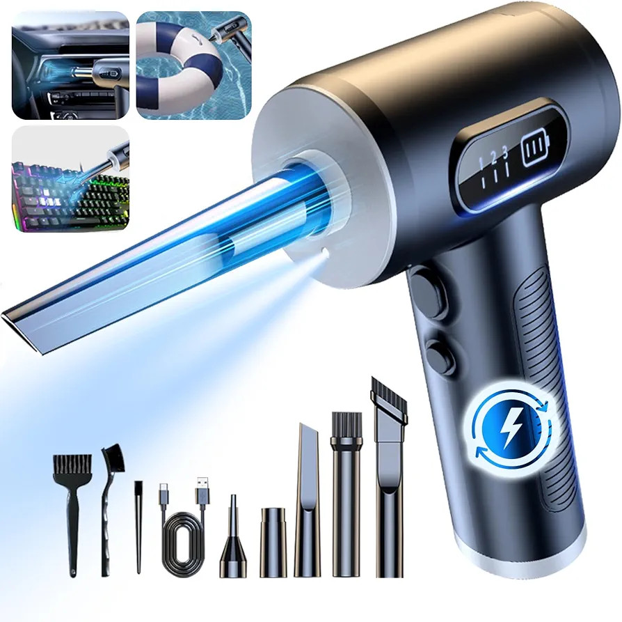 Compressed Air Duster, 3-Gear to 100000RPM Electric Air Duster Portable Cordless Air Blower with ... | Amazon (US)