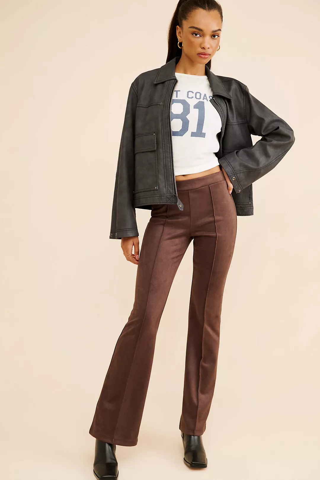 Sanctuary Lana Flare Vegan Suede Pants | Anthropologie (US)