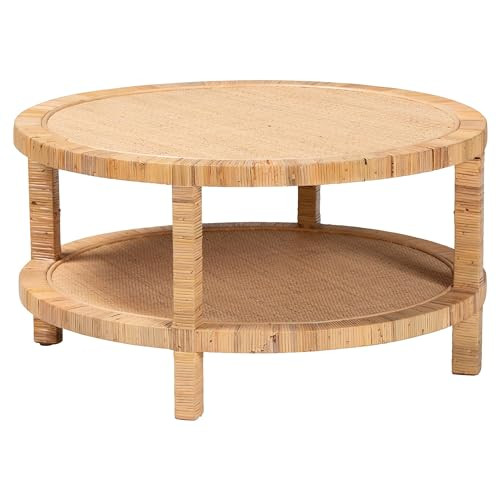 Bali & pari Kalimantan Bohemian Light Honey Rattan and Mahogany Wood Coffee Table | Amazon (US)