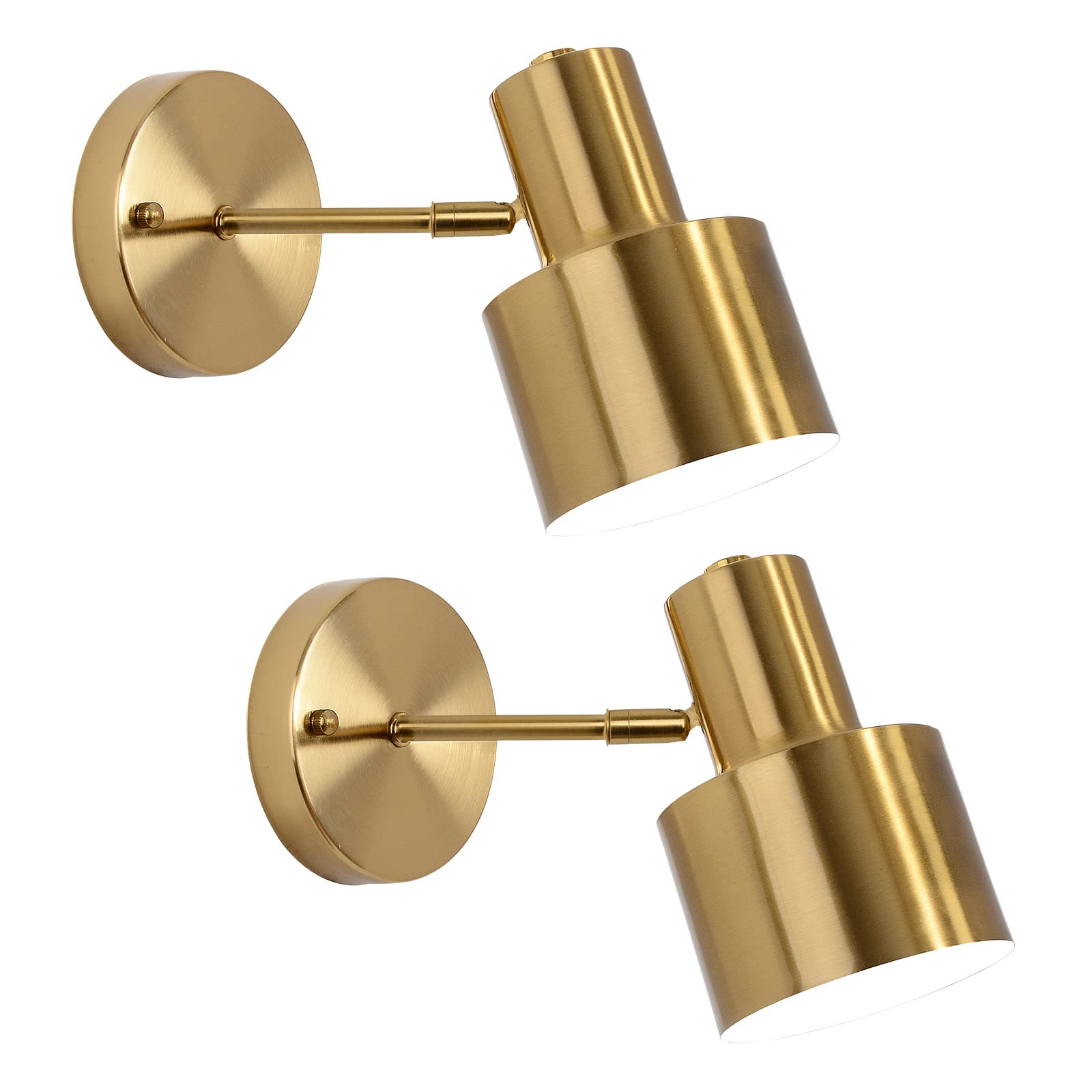Gold Adjustable Wall Light , Wall Sconce with Metal Shade Set of 2 for Bedroom, Living Room- OVANUS | Amazon (US)