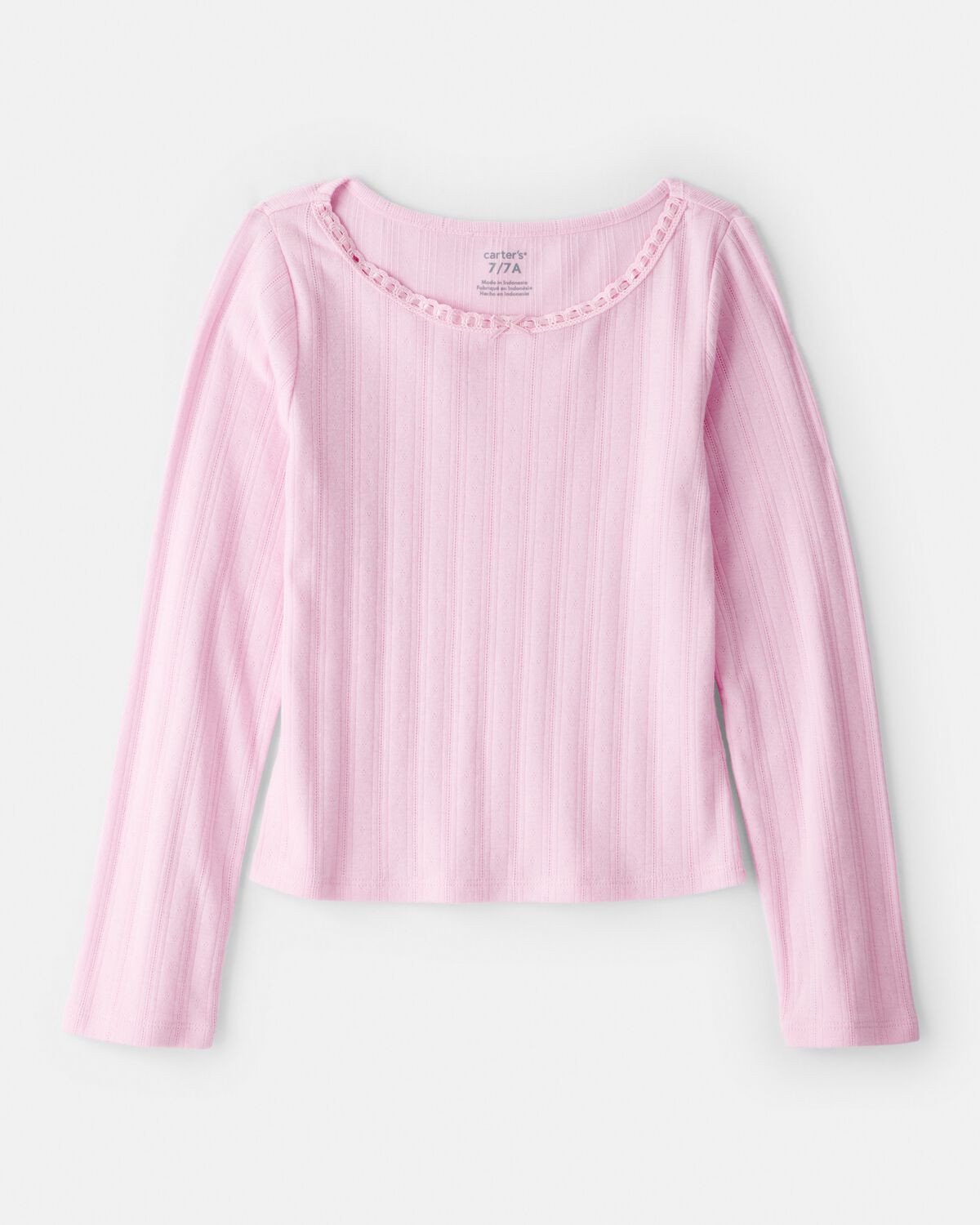 Girls Pointelle Long-Sleeve Top - Pink - Carter's | Carter's | Carter's Inc