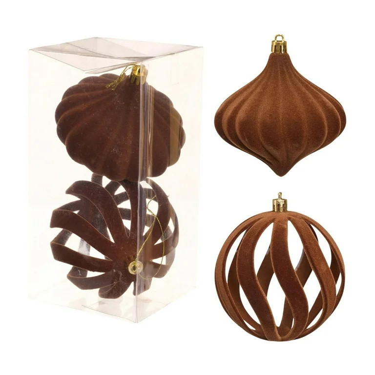 Btomtd 2pcs 3.94"/10cm Boutique Flocked Christmas Balls, Premium Velvet Xmas Tree Ball Ornaments ... | Walmart (US)