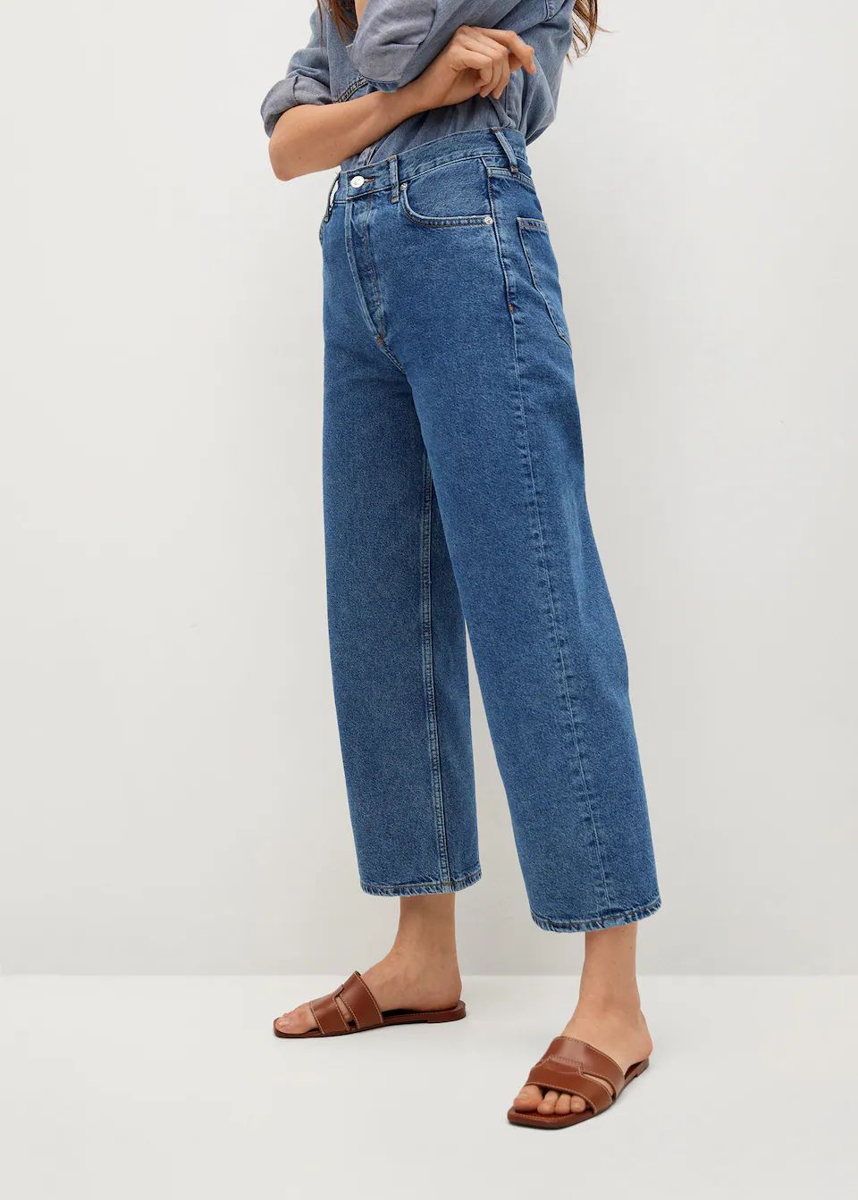 Wide leg high waist jeans | MANGO (US)