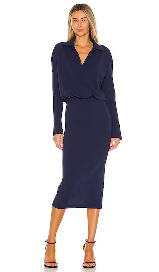 Collared Drop Waist Dress in Navy | Revolve Clothing (Global)