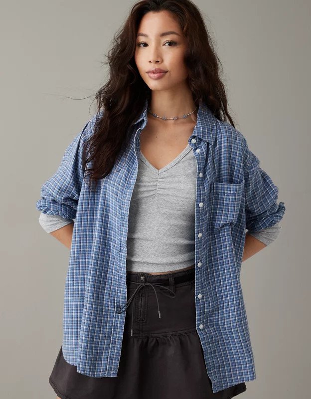 AE Oversized Plaid Flannel Shirt | American Eagle Outfitters (US & CA)