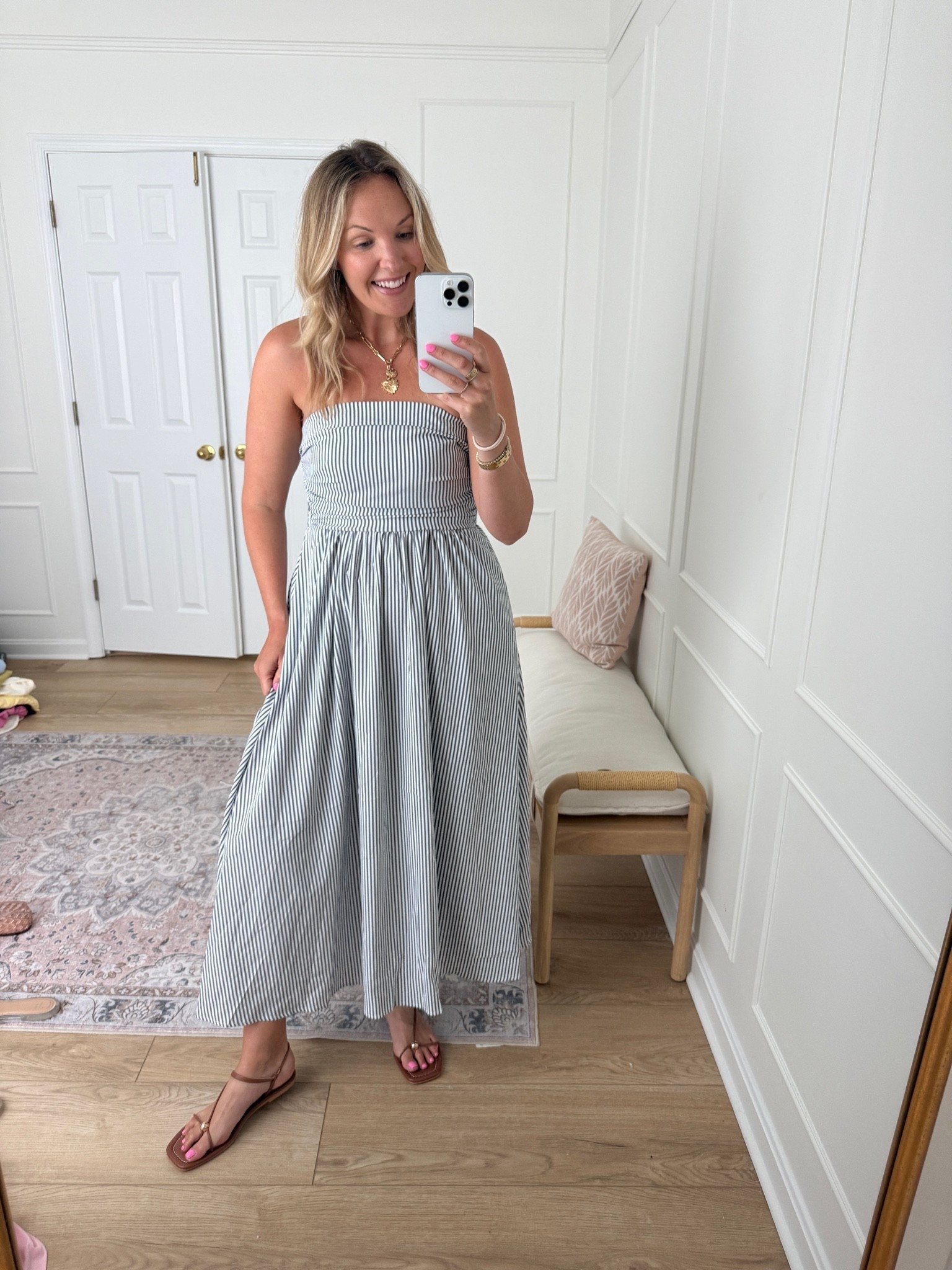 Strapless maxi dress - summer dress - wearing a med