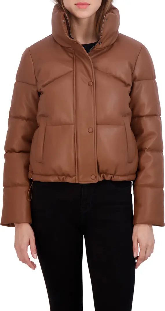 Faux Leather Short Puffer Jacket | Nordstrom Rack