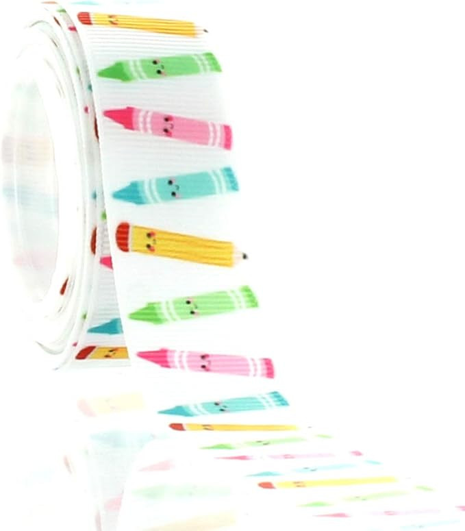 7/8" Back 2 School Crayons Grosgrain Ribbon 5yd | Amazon (US)