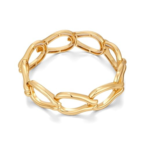 Chunky Gold Stretch Bracelet for Women Adjustable Elastic Chain Bracelet Bold Statement Bracelet ... | Amazon (US)