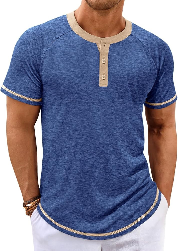 Makkrom Mens Henley Shirts Short Sleeve Casual Summer Basic T Shirts Button Vintage Lightweight T... | Amazon (US)