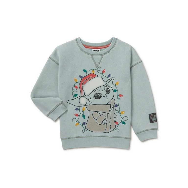 Star Wars Baby and Toddler Girl Baby Yoda Crewneck Holiday Sweatshirt, Sizes 12 Months-5T - Walma... | Walmart (US)