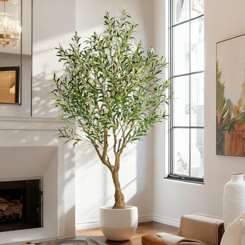 6ft Faux Olive Tree with Pot & Moss Artificial Olive Plant Fake Olive Tree for Home Decor, Large Indoor Artificial Trees Faux Plants Indoor Durable Artificial Trees for Living Room/Office | Amazon (US)