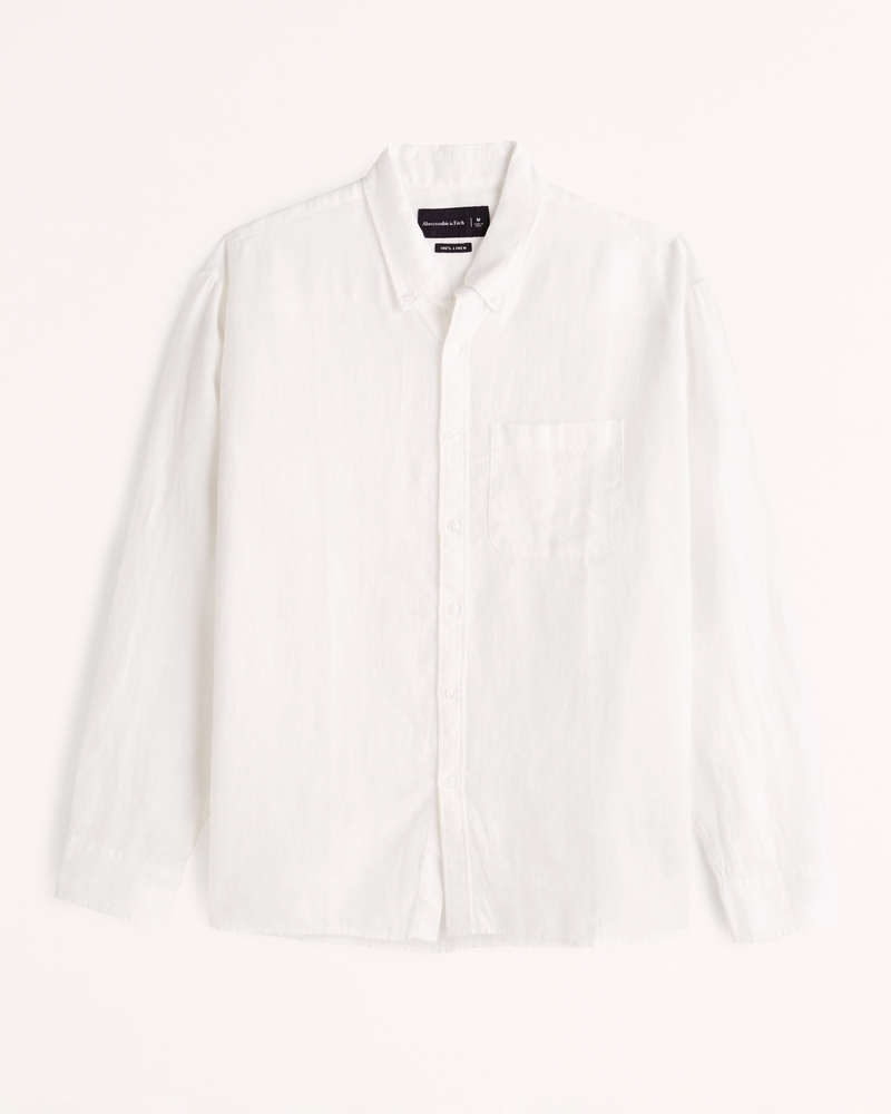 Men's Linen Button-Up Shirt | Men's Tops | Abercrombie.com | Abercrombie & Fitch (US)
