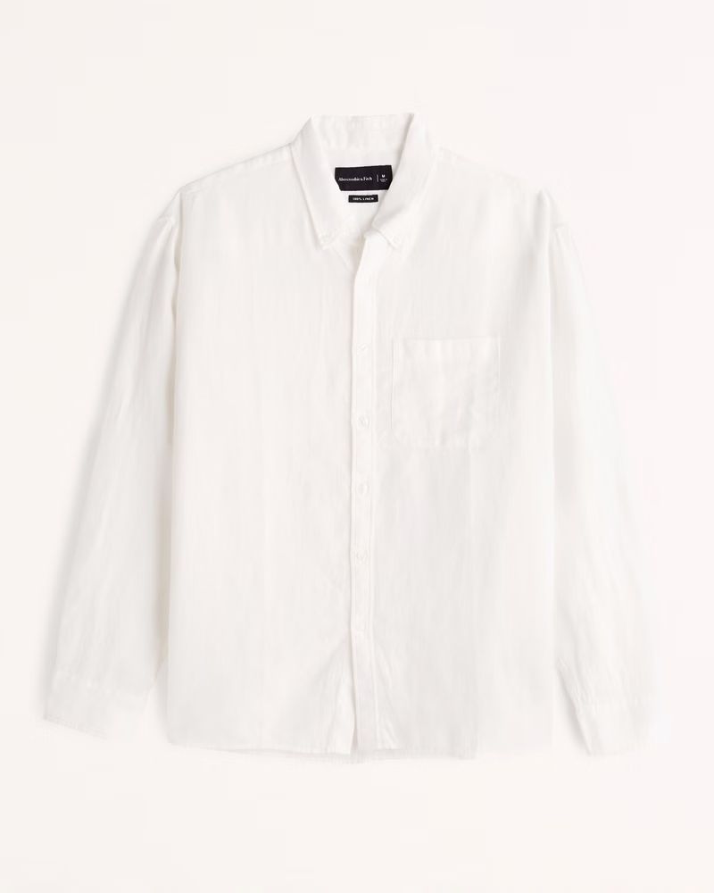 Men's Linen Button-Up Shirt | Men's Tops | Abercrombie.com | Abercrombie & Fitch (US)