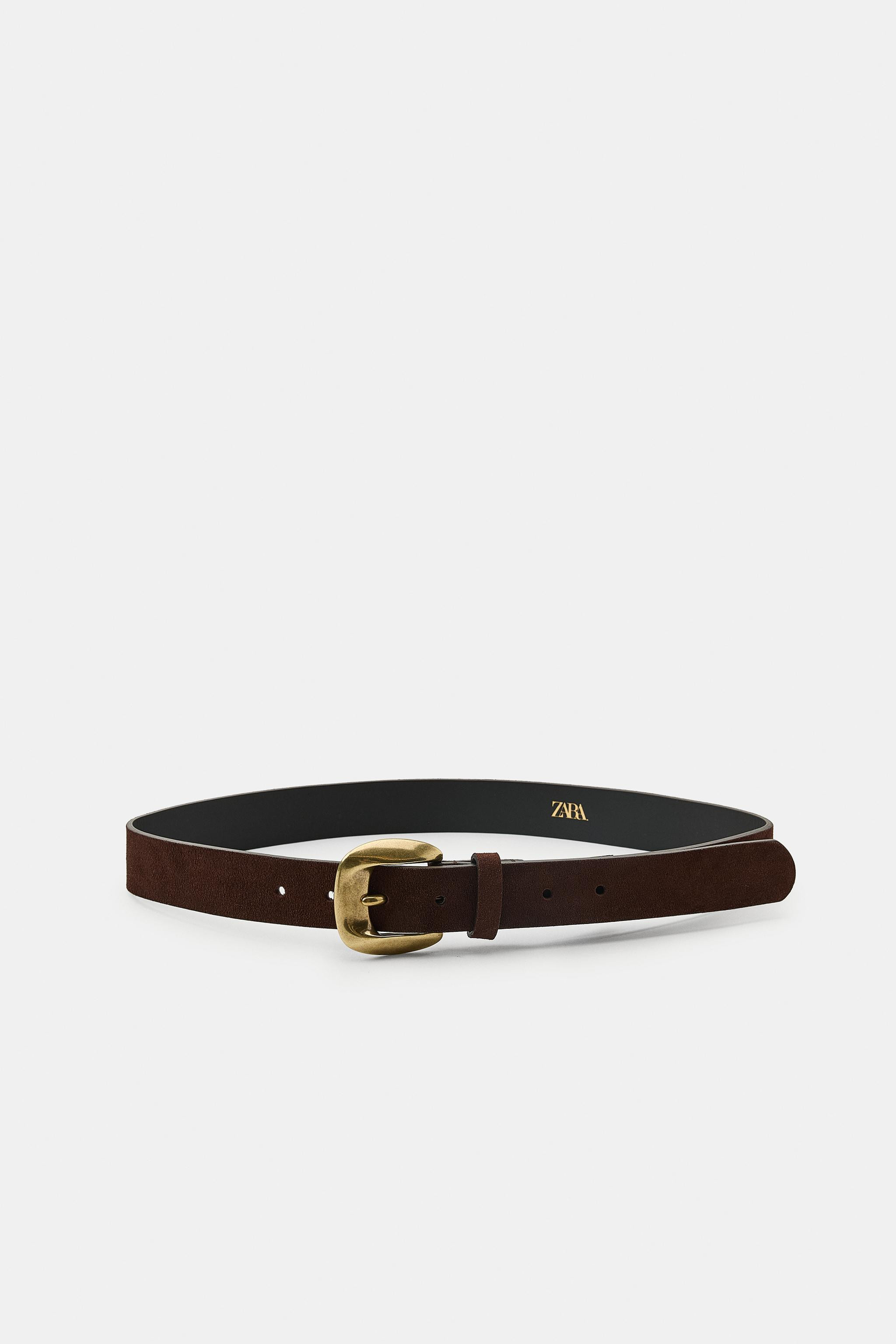 100% SUEDE LEATHER BELT WITH METAL BUCKLE | Zara US