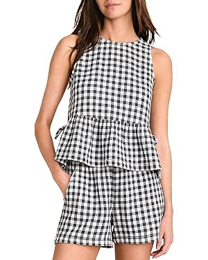2 Piece Set for Women Casual Gingham Plaid Sleeveless Tank Tops Elastic Waist Shorts Lounge Match... | Amazon (US)