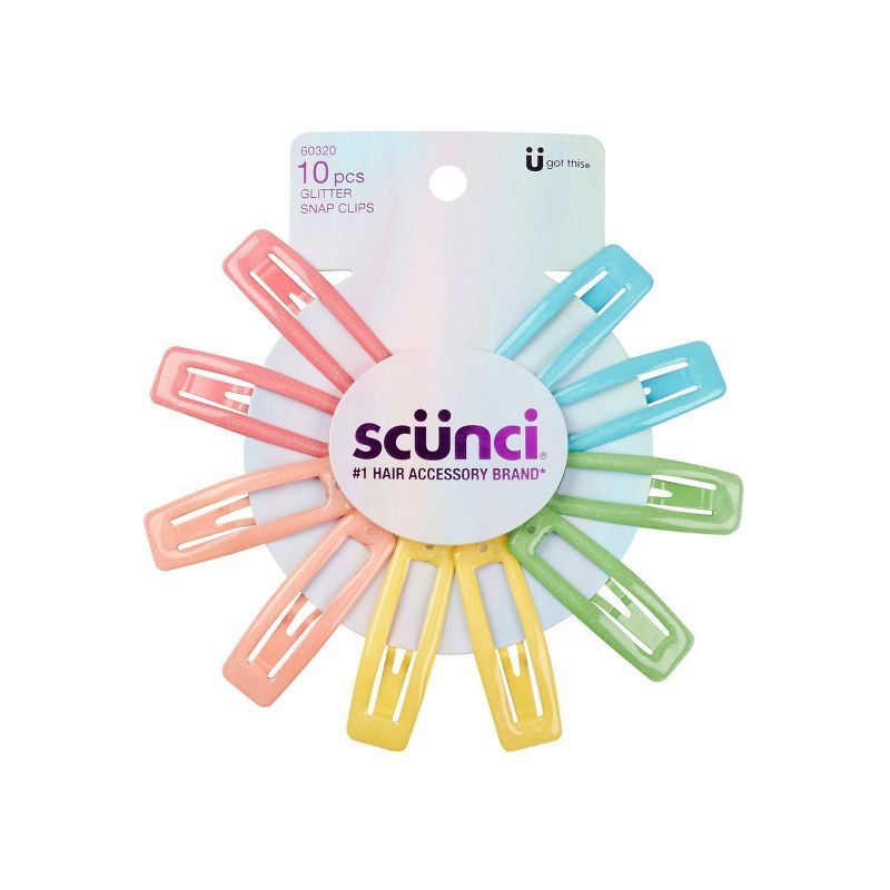 scunci Kids' Square Glitter Snap Hair Clips - 12ct | Target