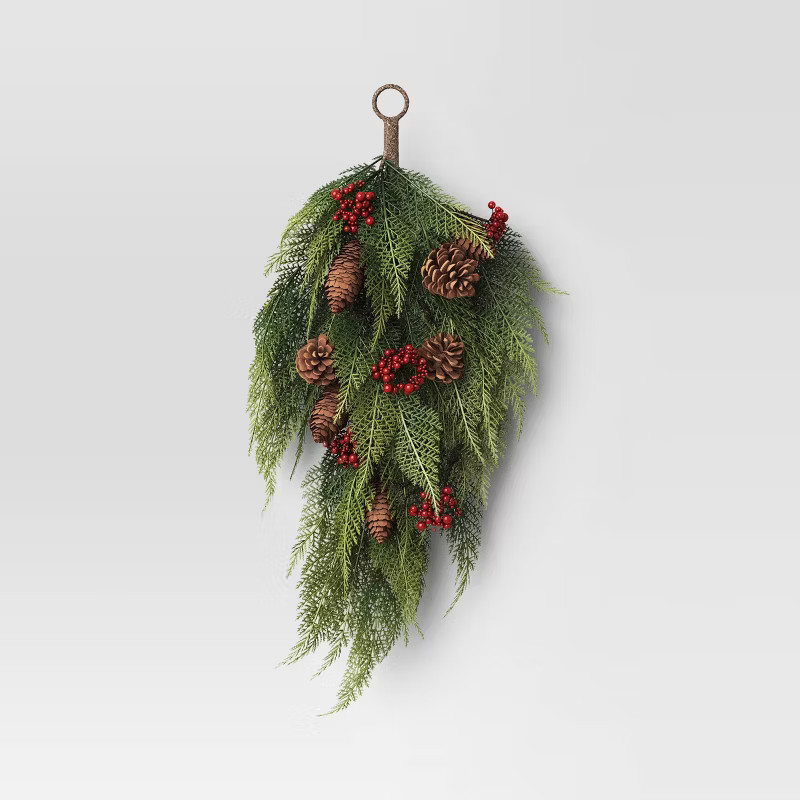 Artificial Pine and Berry Swag Red - Threshold™ | Target