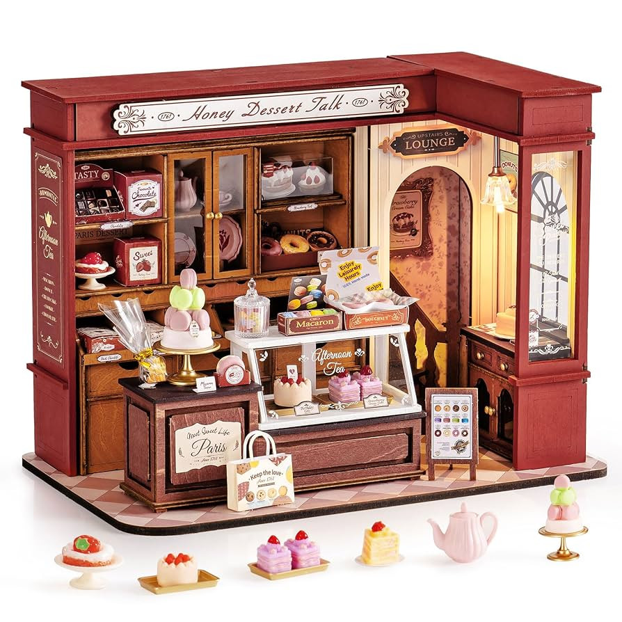 Rolife DIY Dollhouse Miniature House Kit 1:18 Vintage French Dessert Shop, Wooden Diorama Model K... | Amazon (US)