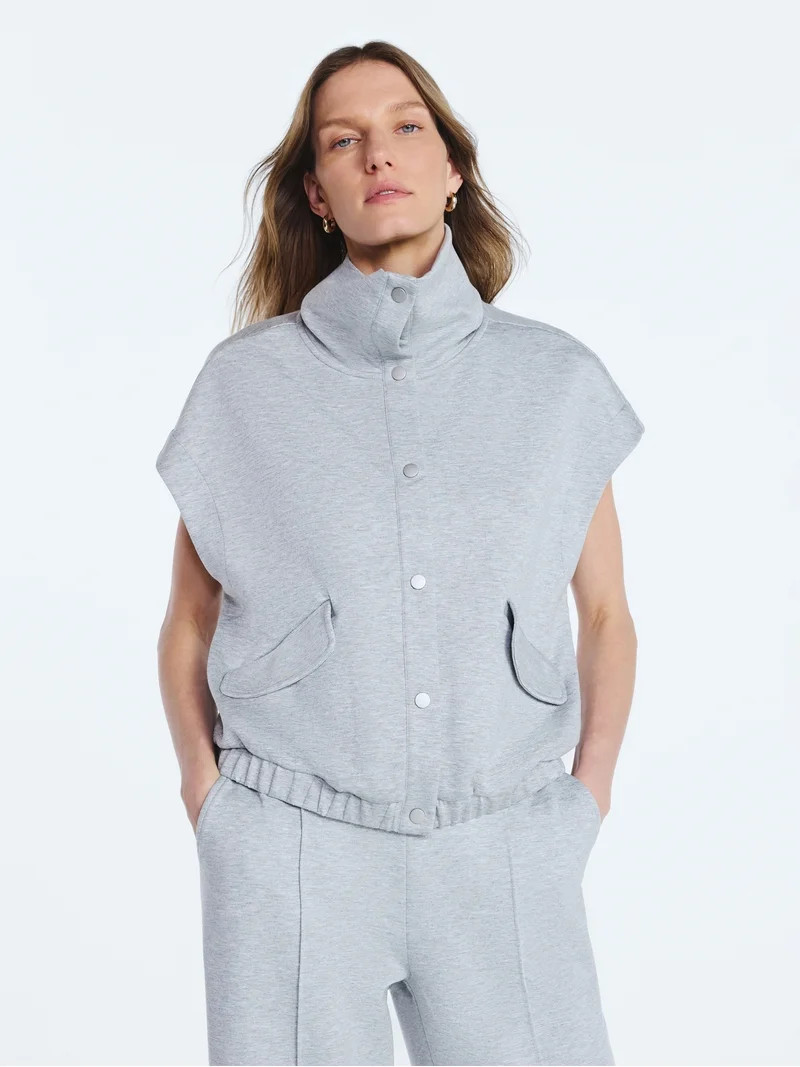 Scoop Women's and Women's Plus New Scubaknit Snap Vest, Sizes XS-4X | Walmart (US)