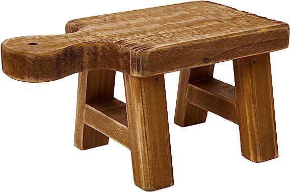 Creative Co-Op Rectangle Wood Pedestal with Handle, Small, Brown, Square | Amazon (US)