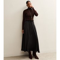 Women's Black Crinkled Satin Circle Midi Skirt New Look | New Look (UK)