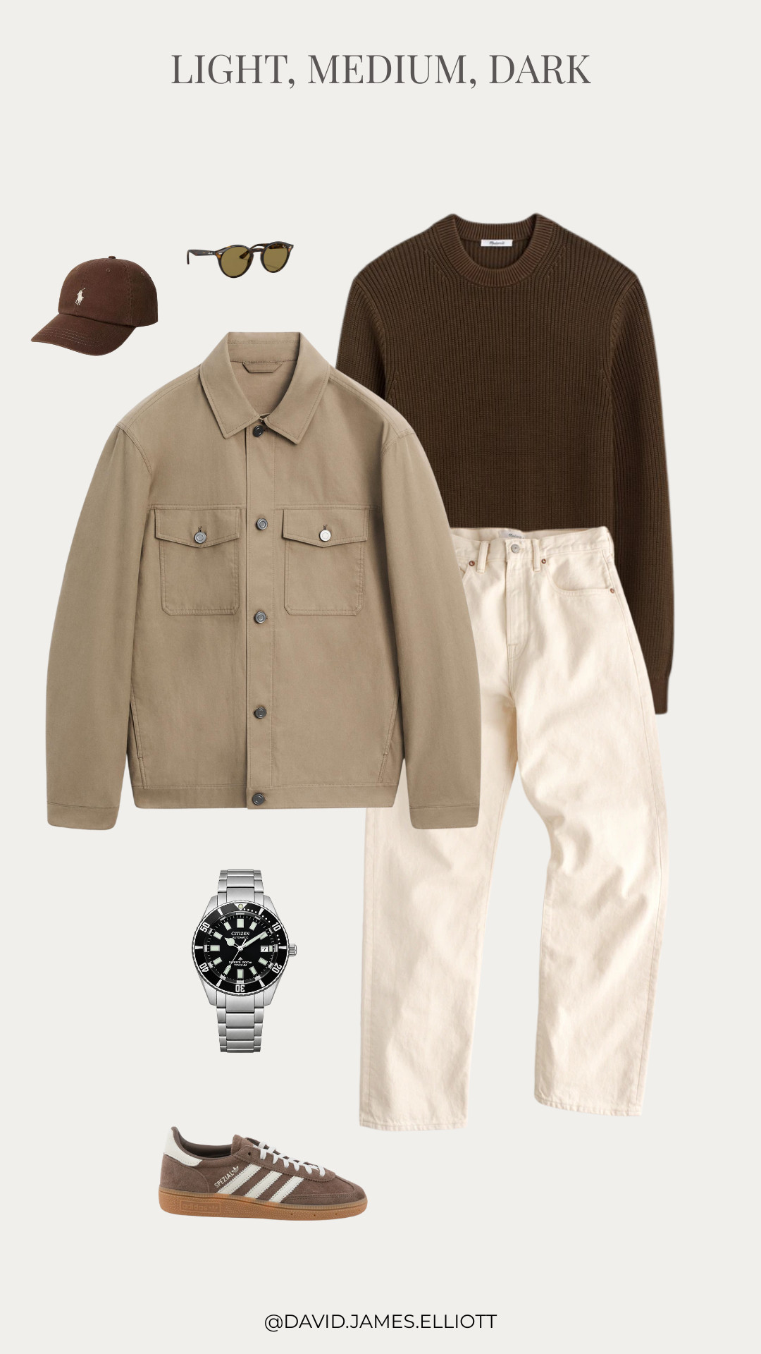 Tonal Light, medium, dark outfit for fall 2026 for men.  

 #LTKMens