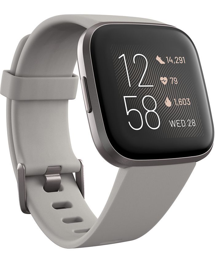 Versa 2 Mist Gray Elastomer Strap Touchscreen Smart Watch 39mm | Macys (US)