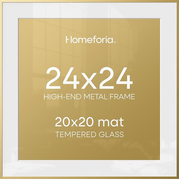 24x24 Gold Square Frame, High End Metal 24 x 24 Large Gold Poster Frames with Mat 20 by 20 for Ph... | Amazon (US)
