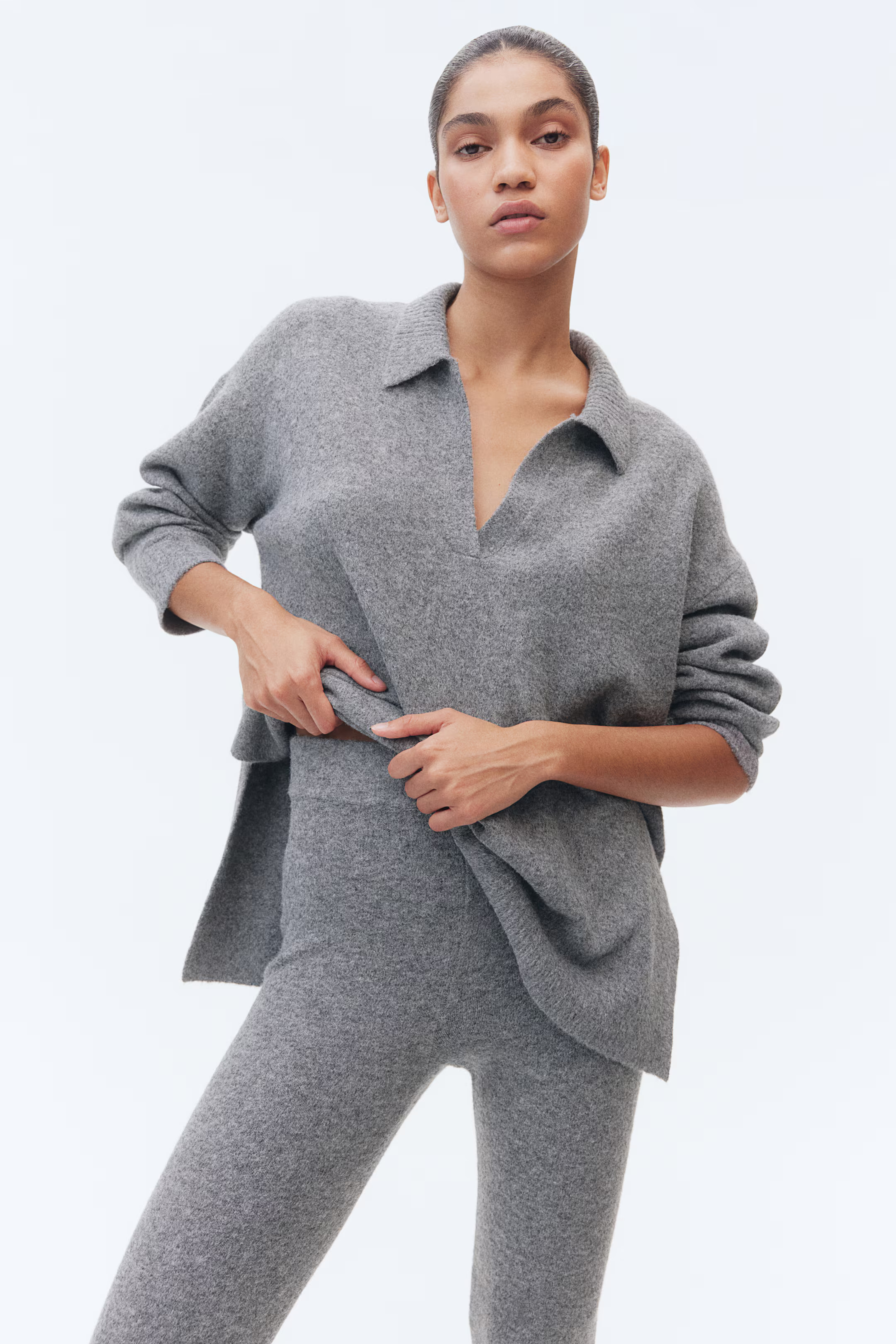 Fine-knit Leggings - Gray melange - Ladies | H&M US | H&M (US + CA)