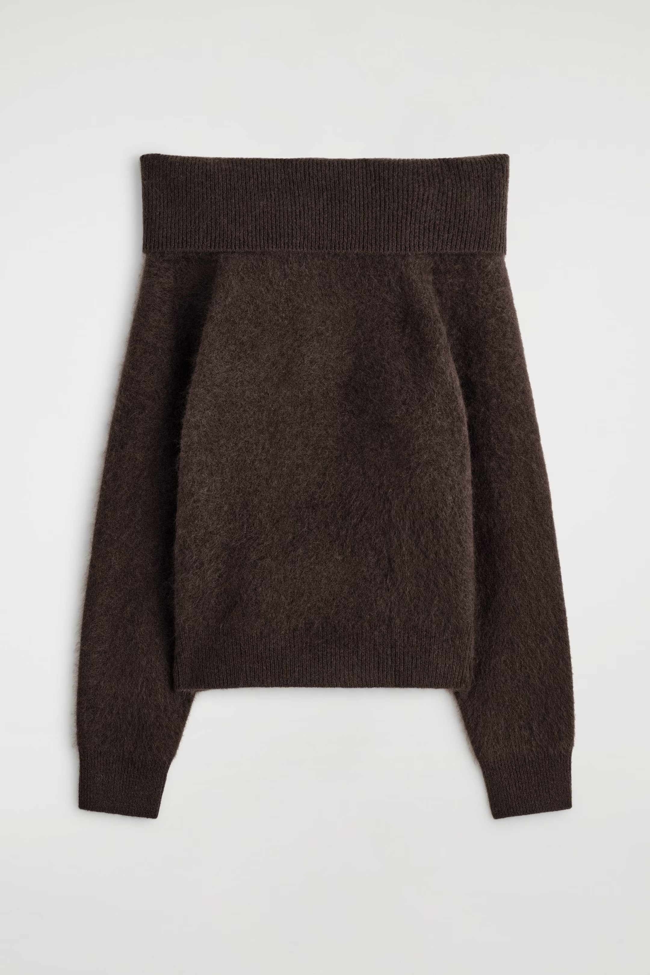 OFF-THE-SHOULDER MERINO WOOL SWEATER - DARK BROWN | COS US | COS (US)