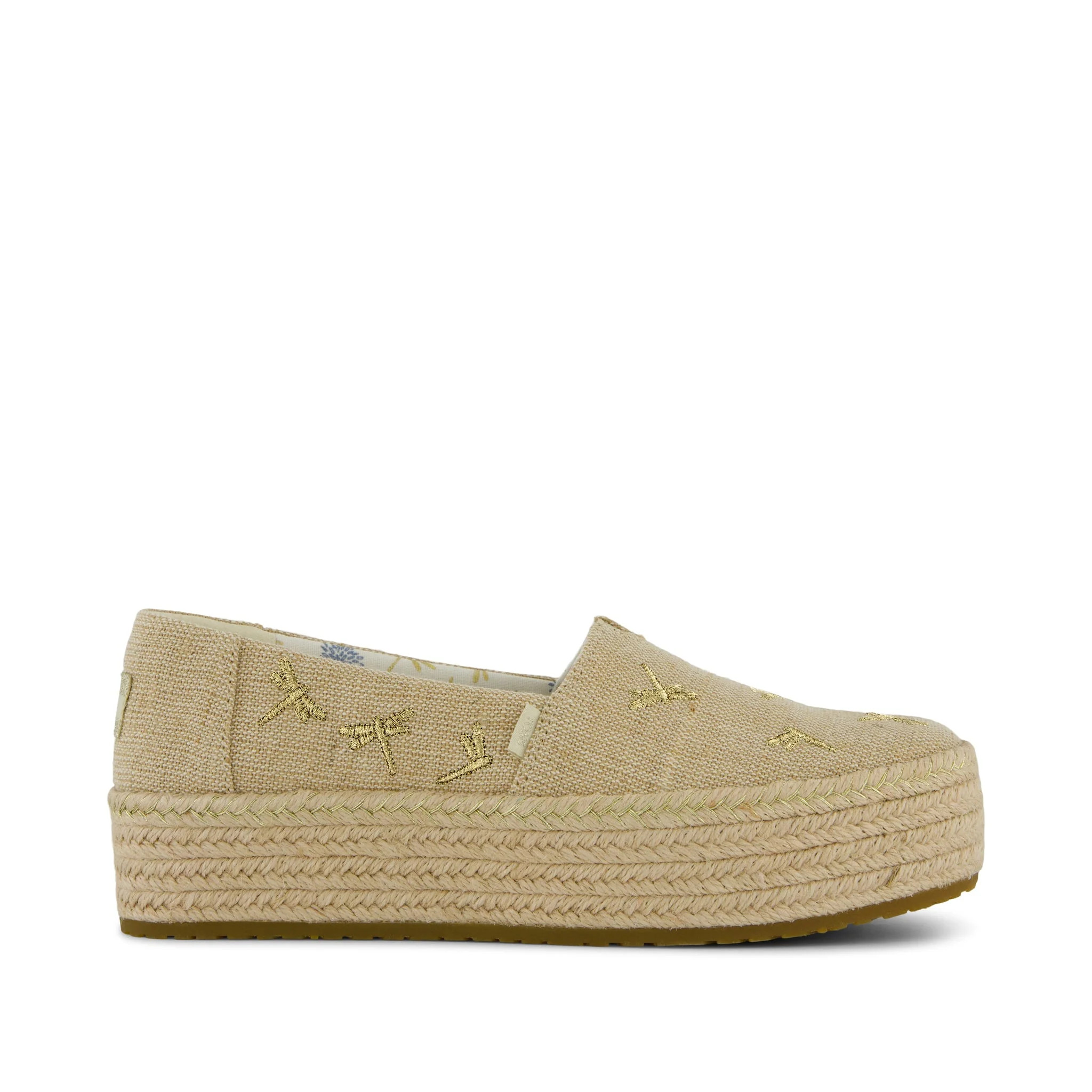 Valencia Platform Espadrille Natural Undyed Metallic Dragonflies | Toms EMEA
