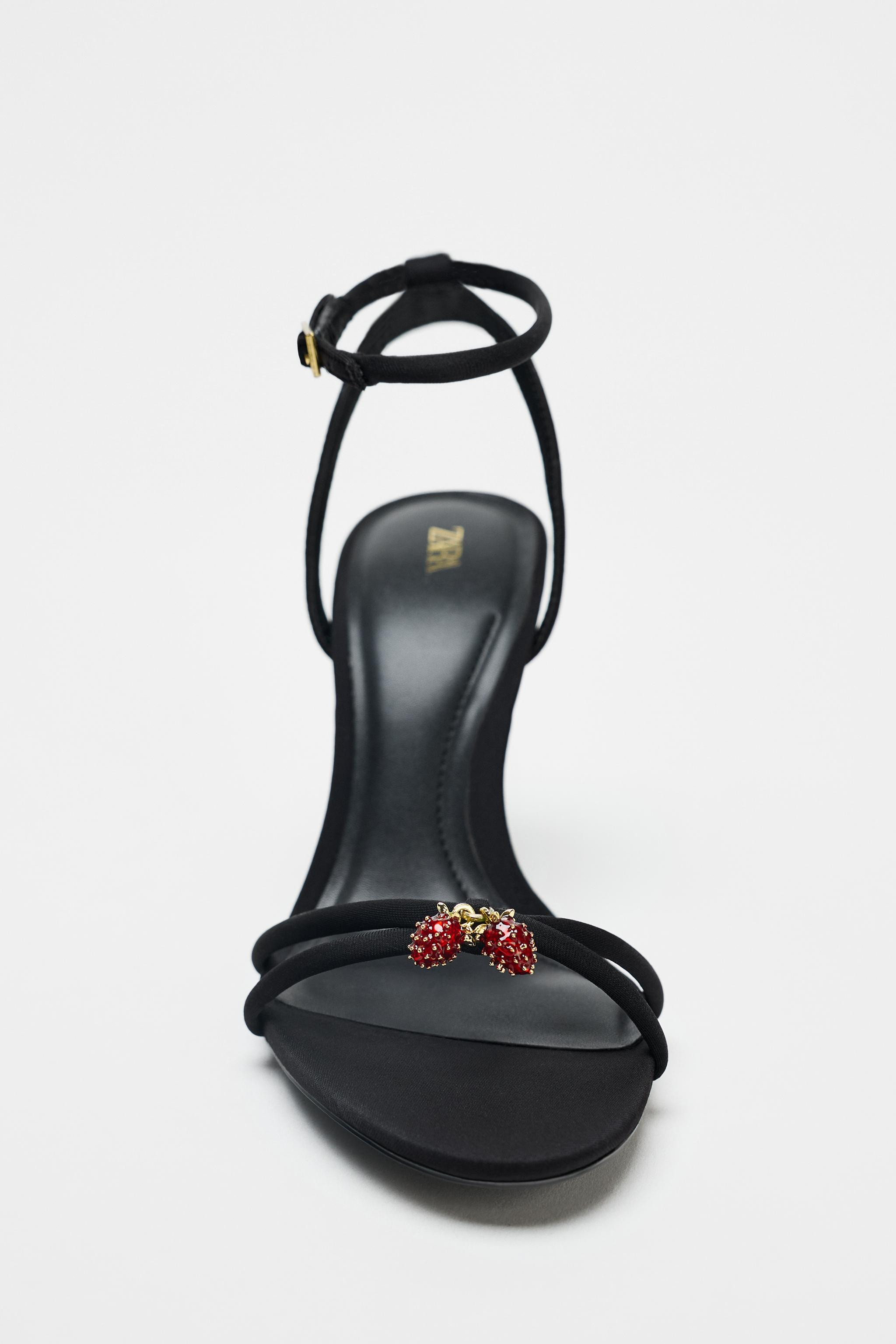 BEADED CROSSED STRAP SANDALS | Zara US