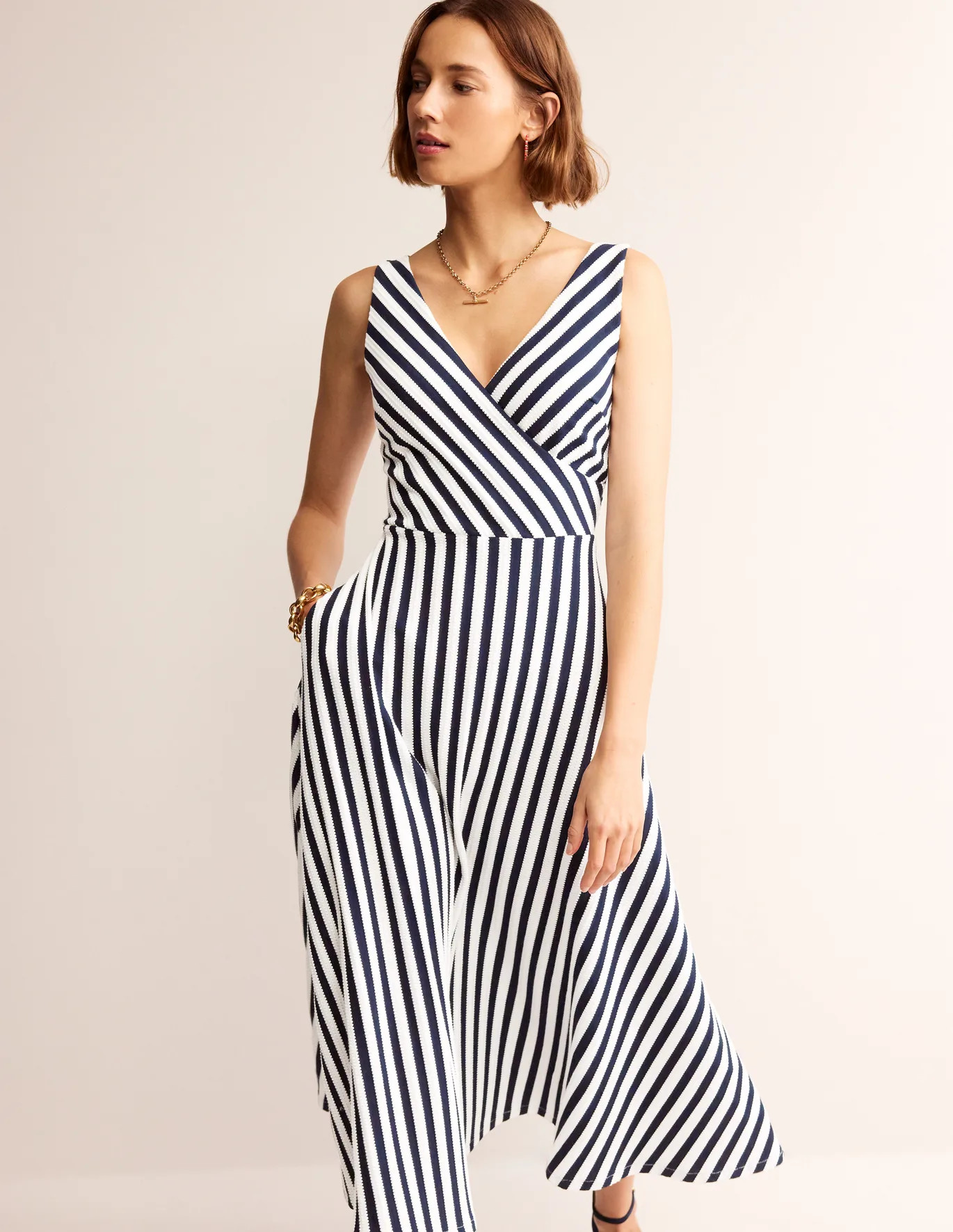 Stripe Jersey Wrap Midi Dress | Boden (UK & IE)