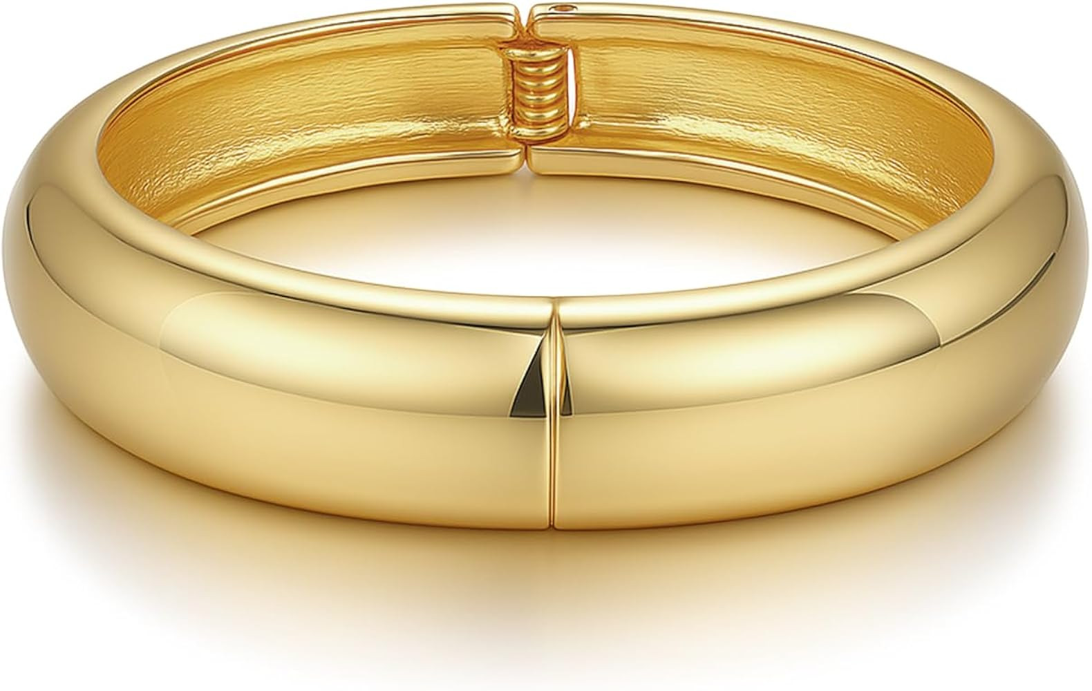 14K Gold Chunky Bangle Bracelet for Women Gold Plated Waterdrop Round Wrist Hinged Cuff Open Wide... | Amazon (US)