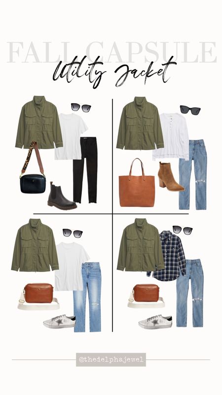 Fall capsule: basic closet, staples for fall
Four outfit ideas for a utility jacket 

Basic style, casual style, casual fall style, outfit ideas for fall, Madewell style, over 40 style 



#LTKstyletip #LTKunder100 #LTKSeasonal