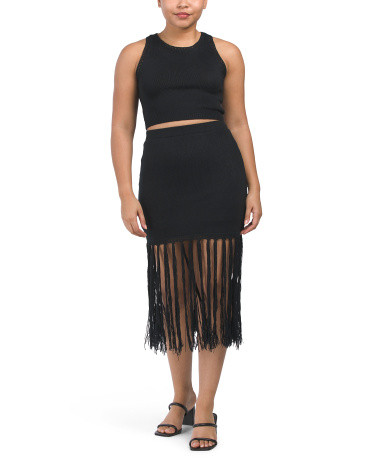 2pc Crochet Crop Tank And Fringe Skirt Set | TJ Maxx