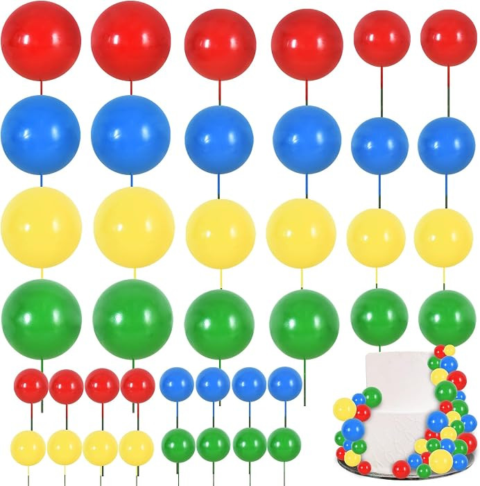 BEISHIDA 40 Pcs Mini Balls Cake Toppers - Foam Balls DIY Cake Topper Inserts for Birthday Wedding... | Amazon (US)