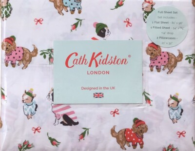Cath Kidston London Christmas Puppy Love Full Sheet Set | eBay US