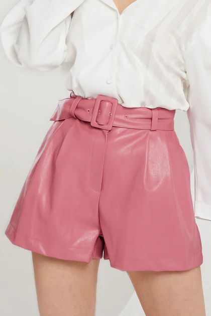 Kiersten Faux Leather Shorts w/ Belt-2 Colors | Storets (Global)