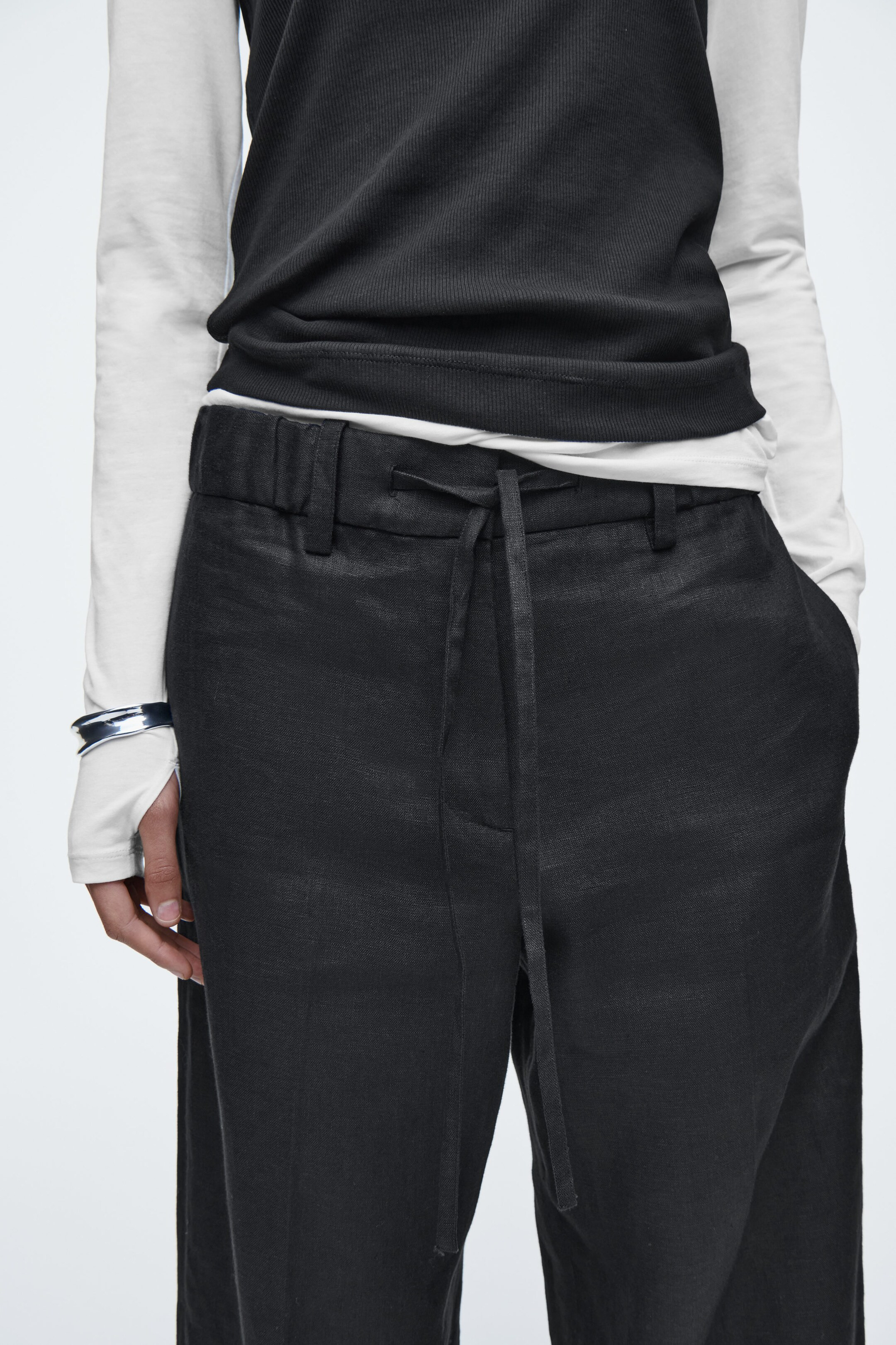 LINEN DRAWSTRING TROUSERS - BLACK | COS UK