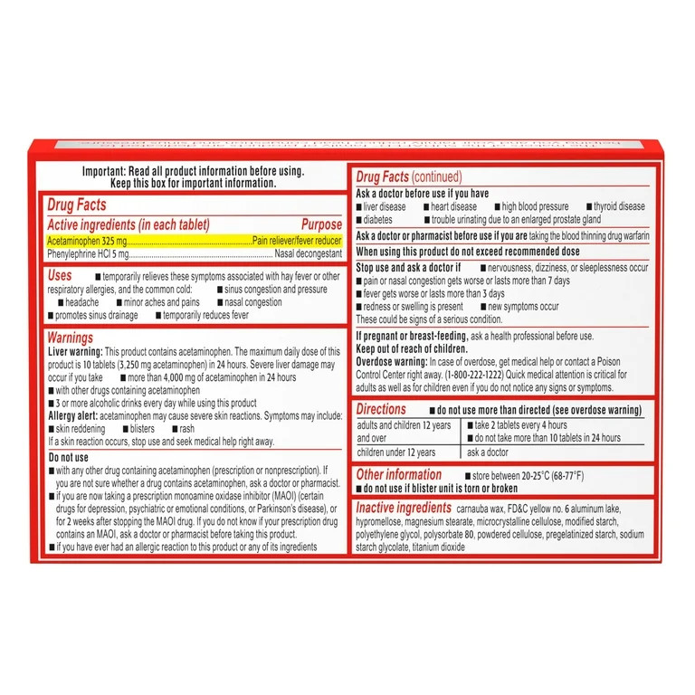 Sudafed PE Sinus Pressure + Pain Relief Decongestant Tablets, 24 ct | Walmart (US)