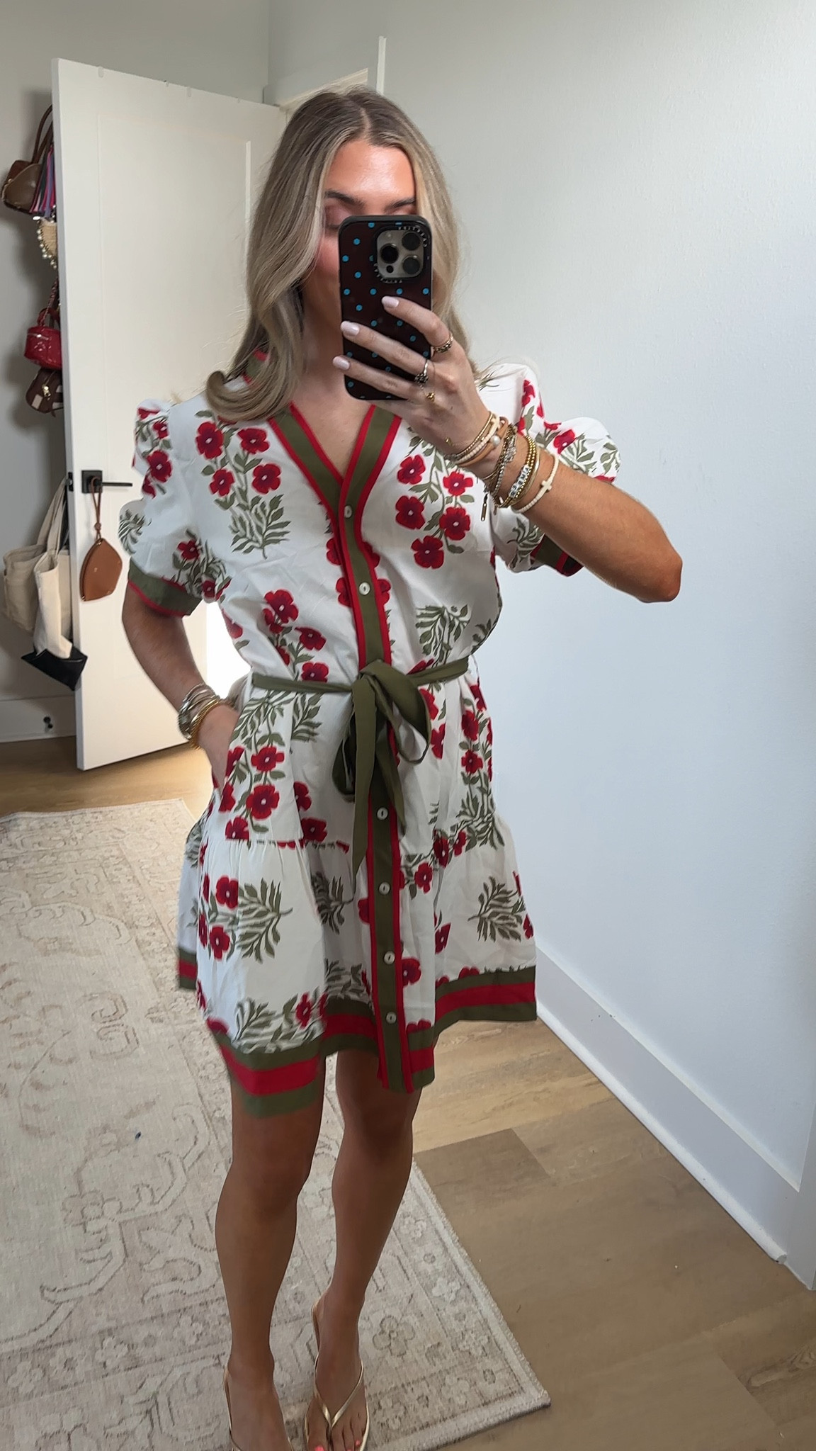 Amazon size small Wenrine Womens Summer Floral Mini Dress Puff Short Sleeve V Neck Button Down Casual Loose Boho Beach Dresses with Belt

#LTKootd #LTKWorkwear #LTKSaleAlert