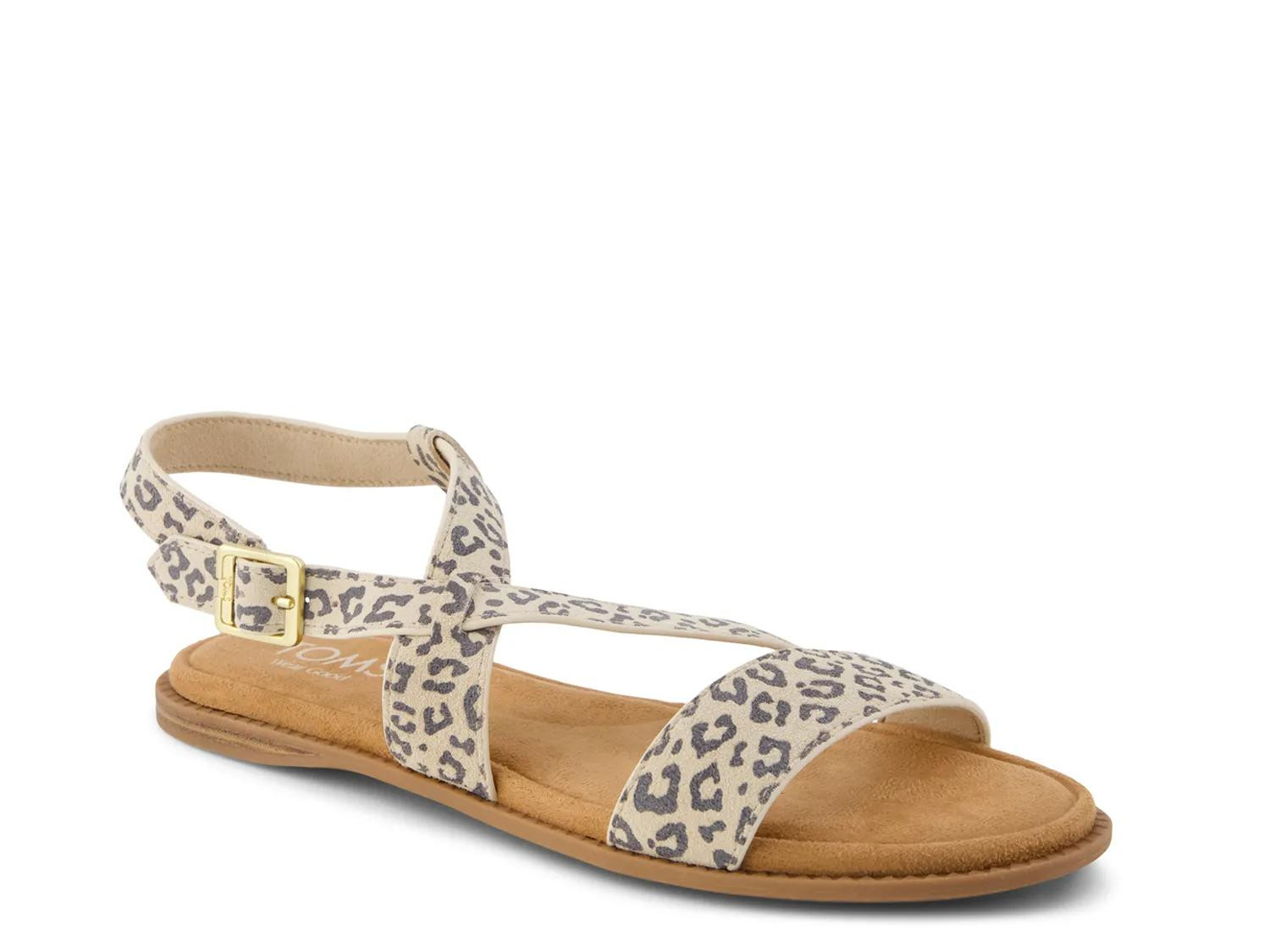 TOMS Mar Sandal | Women's | Beige/Black Leopard Print | Size 5.5 | Sandals | Ankle Strap | DSW